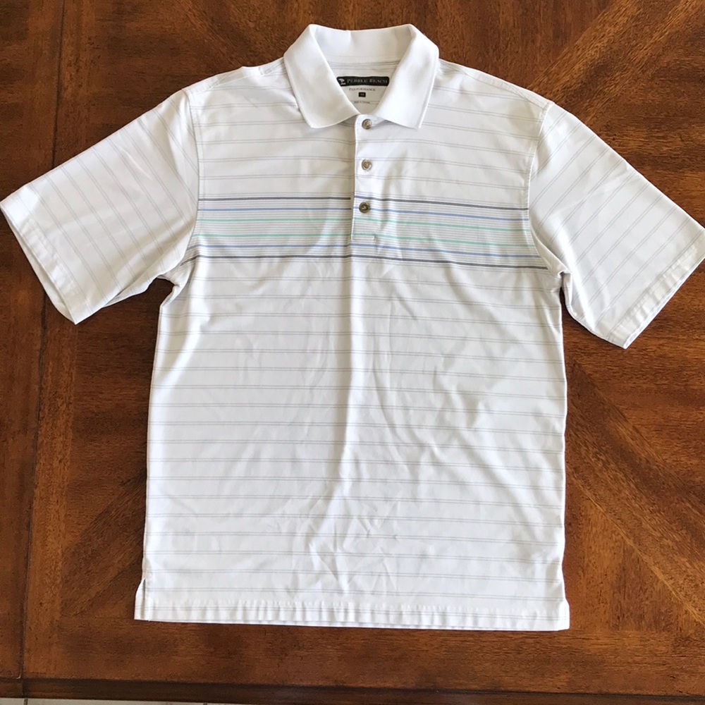Pebble Beach Men's White Performance Polo Shirt M
